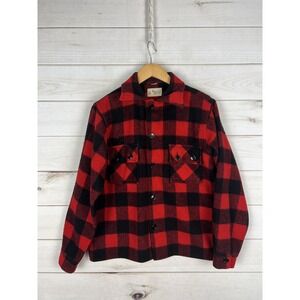 Vintage Minnesota Woolen Shacket Womens Medium Red Plaid Wool Outdoor 60s